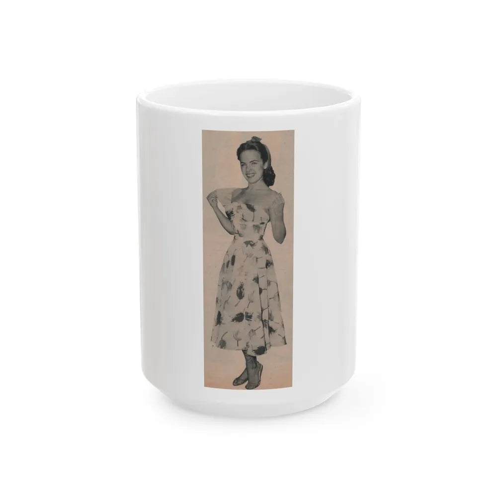 Terry Moore #636 - Magazine Page 1 Cropped B&W Photo (Vintage Female Icon) White Coffee Mug-15oz-Go Mug Yourself