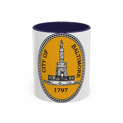 Seal of Baltimore Maryland - Accent Coffee Mug-11oz-Navy-Go Mug Yourself