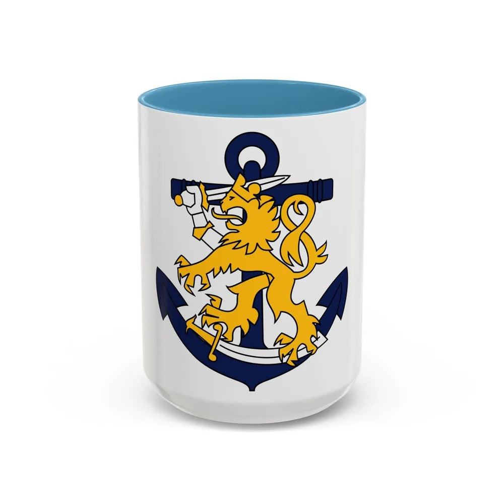 Coat of Arms of Finnish Navy - Accent Coffee Mug-15oz-Light Blue-Go Mug Yourself