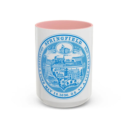 Seal of Springfield Massachusetts - Accent Coffee Mug-15oz-Pink-Go Mug Yourself