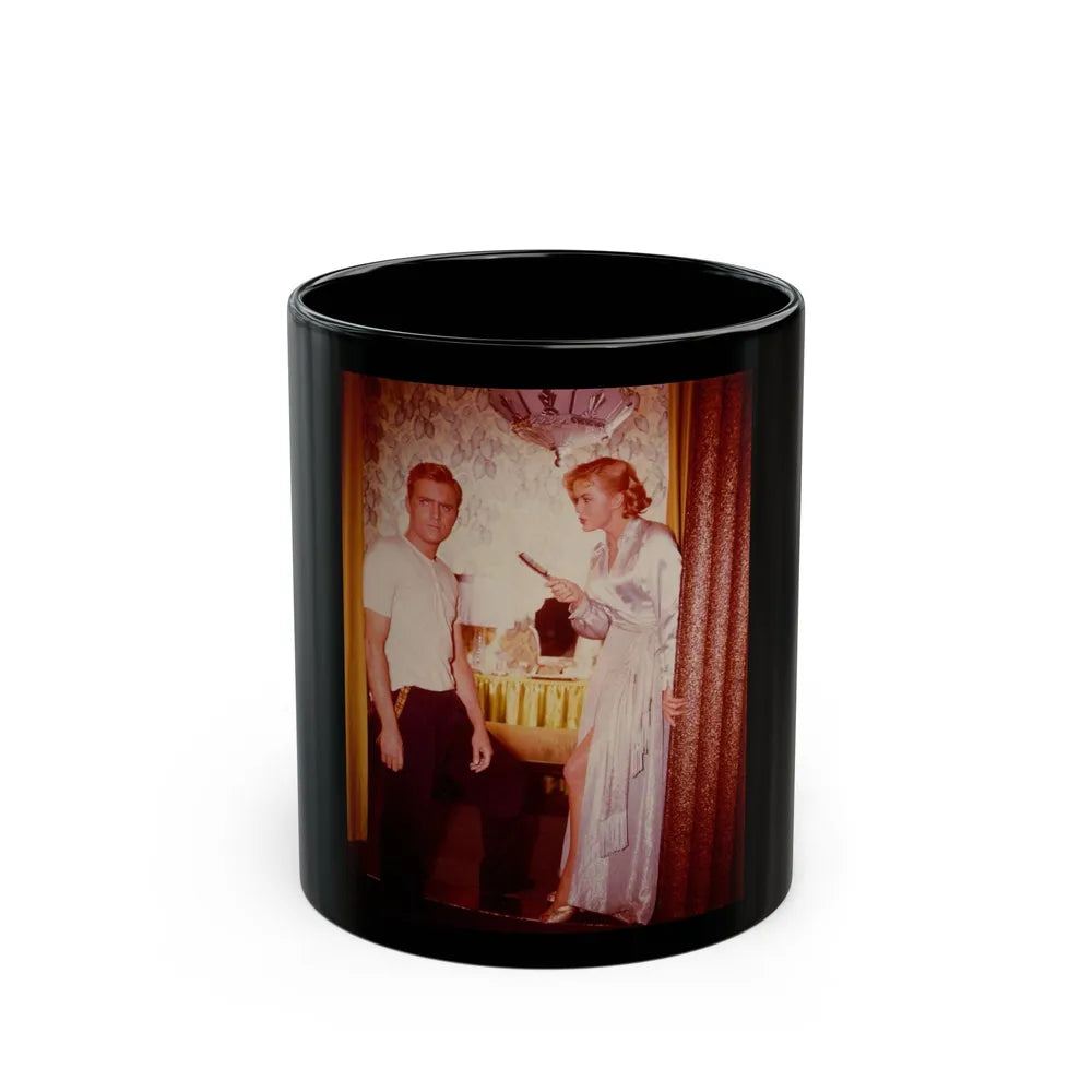 Leslie Parrish #226 (Vintage Female Icon) Black Coffee Mug-11oz-Go Mug Yourself