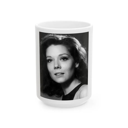 Diana Rigg #52 (Vintage Female Icon) White Coffee Mug-15oz-Go Mug Yourself