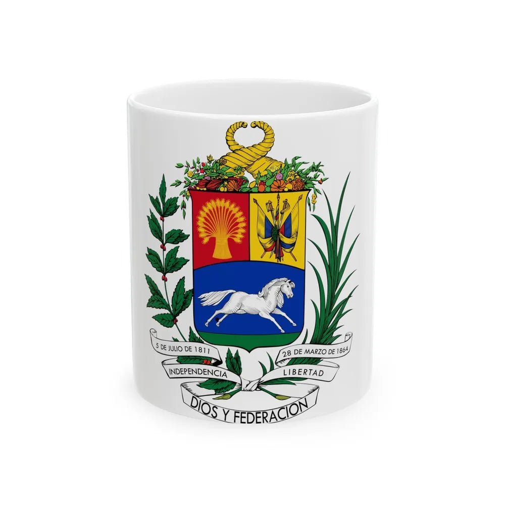 Coat of arms of Venezuela (1871) - White Coffee Mug-11oz-Go Mug Yourself