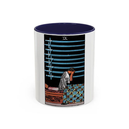 The 9 of Swords (Tarot Card) Accent Coffee Mug-11oz-Navy-Go Mug Yourself