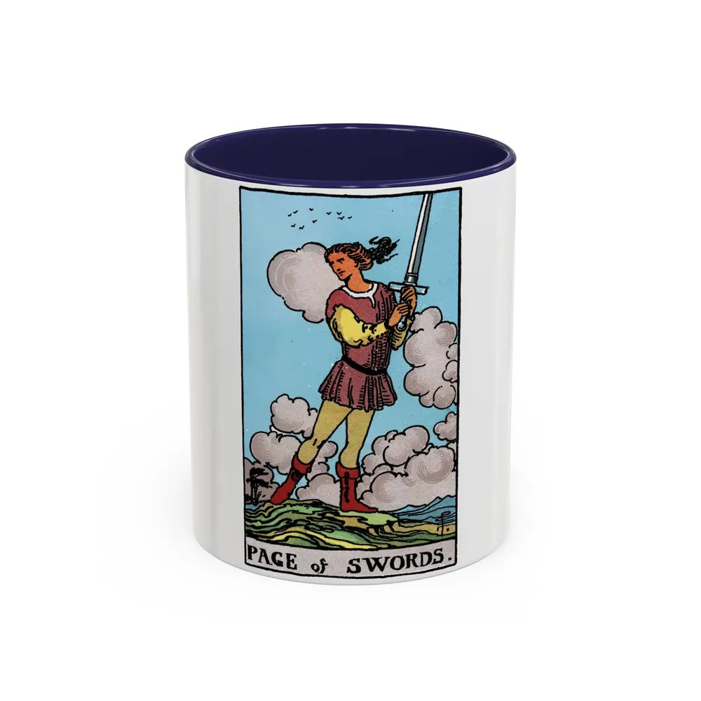 The Page of Swords (Tarot Card) Accent Coffee Mug-11oz-Navy-Go Mug Yourself