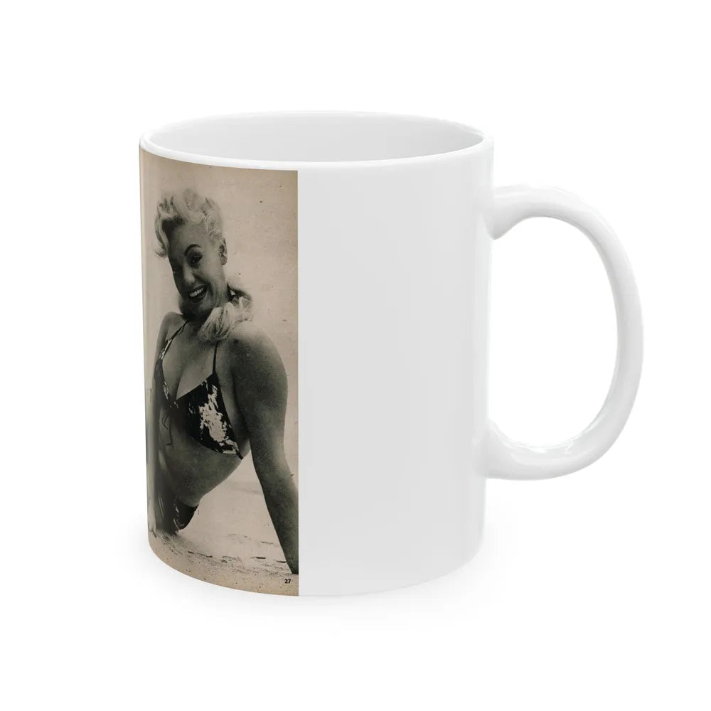 Lee Wilson #10 - Pages 6 & 7 of 7 Featuring, Lee+2 B&W Photos & Caption from PHOTO Digest Mag. November '53 (Vintage Female Icon) White Coffee Mug-Go Mug Yourself