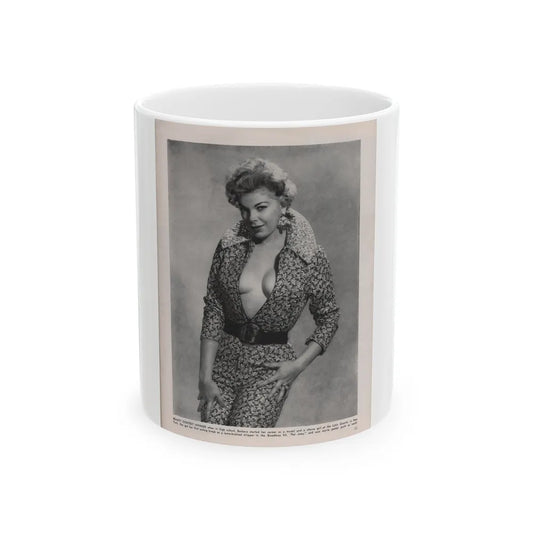 Barbara Nichols #408 - 1 Page, 2 B&W Photos & Article Continued from Modern Man Mag. Sept. '56 (Vintage Female Icon) White Coffee Mug-11oz-Go Mug Yourself