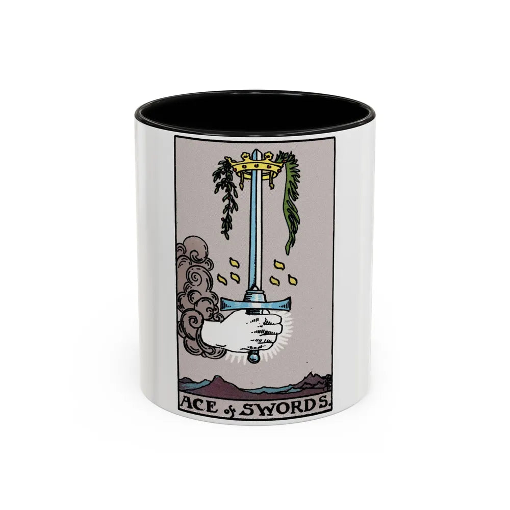 The Ace of Swords (Tarot Card) Accent Coffee Mug-11oz-Black-Go Mug Yourself