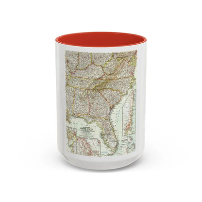 USA - Southeastern (1958) (Map) Accent Coffee Mug-15oz-Red-Go Mug Yourself