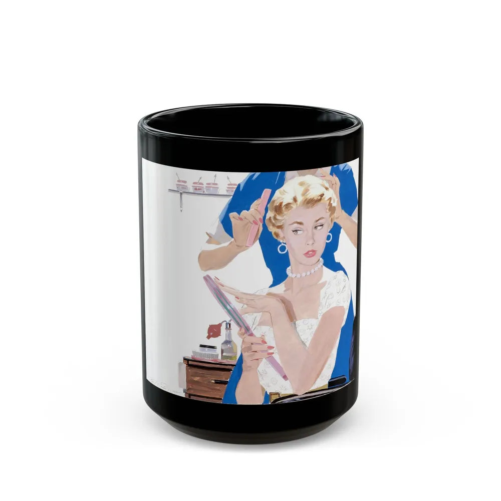 Dolled Up, woman's magazine story illustration, 1954 - Black Coffee Mug-15oz-Go Mug Yourself