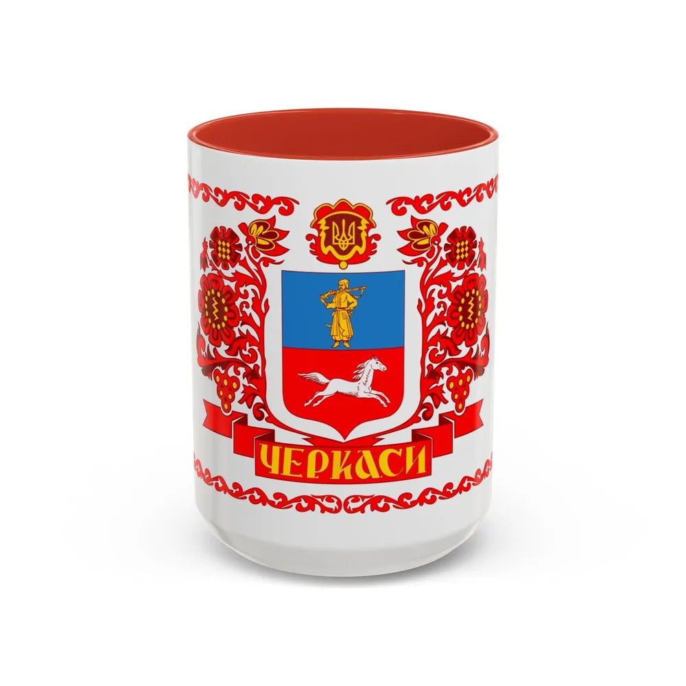 Flag of Cherkasy Ukraine - Accent Coffee Mug-11oz-Red-Go Mug Yourself