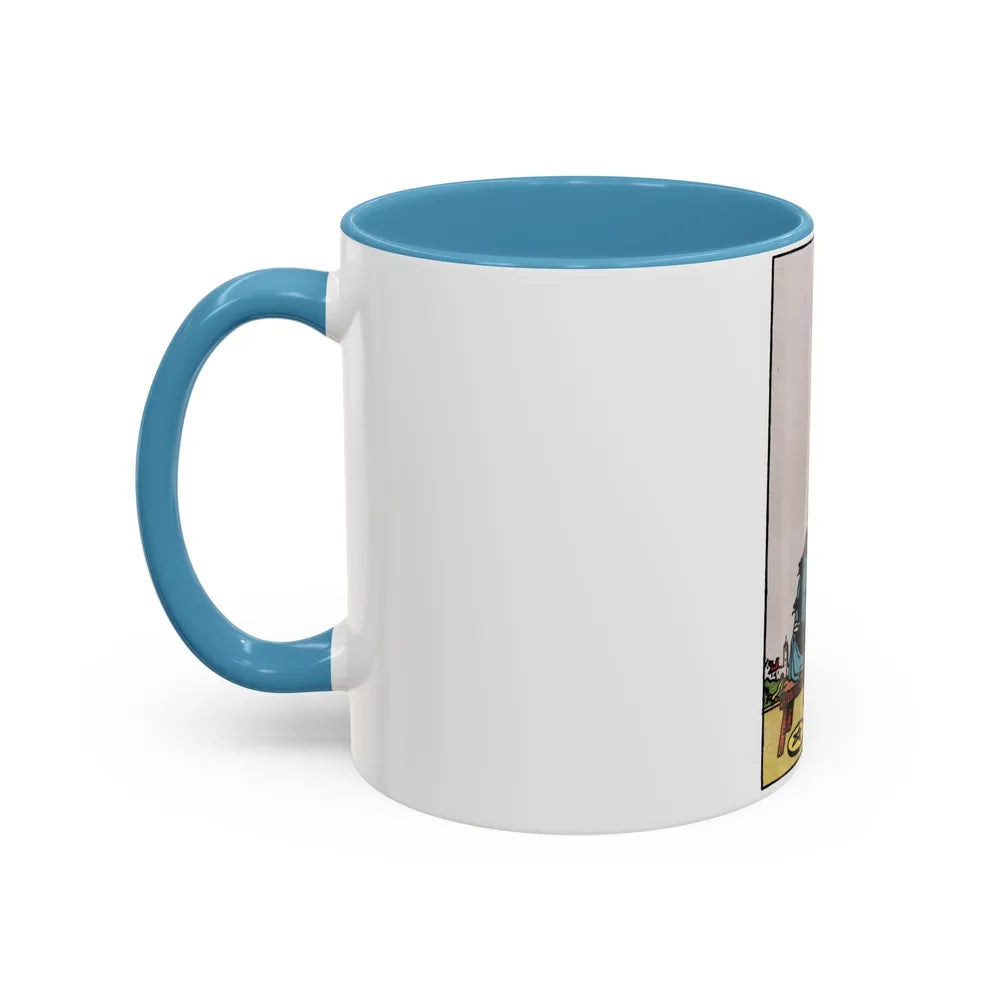 The 8 of Pentacles (Tarot Card) Accent Coffee Mug-Go Mug Yourself