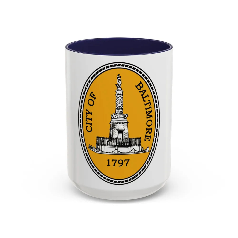 Seal of Baltimore Maryland - Accent Coffee Mug-15oz-Navy-Go Mug Yourself