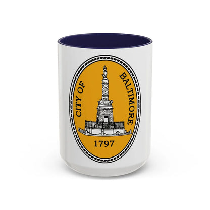 Seal of Baltimore Maryland - Accent Coffee Mug-15oz-Navy-Go Mug Yourself