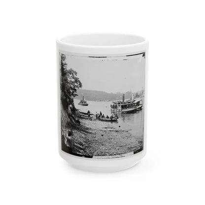 Deep Bottom, Va., Vicinity. Transport Linda Of Philadelphia And A Monitor (Onondaga ) On The James (U.S. Civil War) White Coffee Mug-15oz-Go Mug Yourself