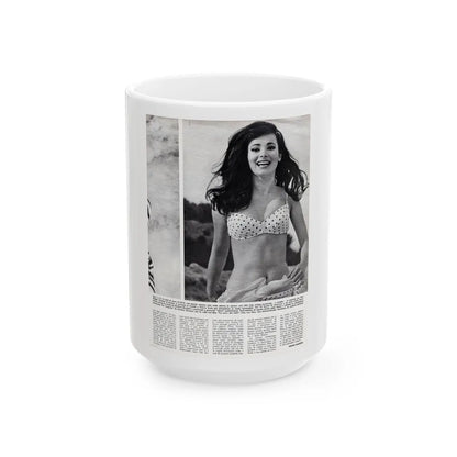 Gila Golan #169 - Tempo Italian Mag. 1967 - 1 Page 1 B&W Photo (Vintage Female Icon) White Coffee Mug-15oz-Go Mug Yourself