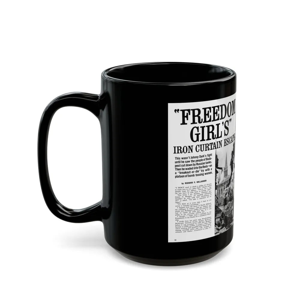 Freedom Girl's' Iron Curtain Escape, For Men Only, June 1964 - Black Coffee Mug-Go Mug Yourself