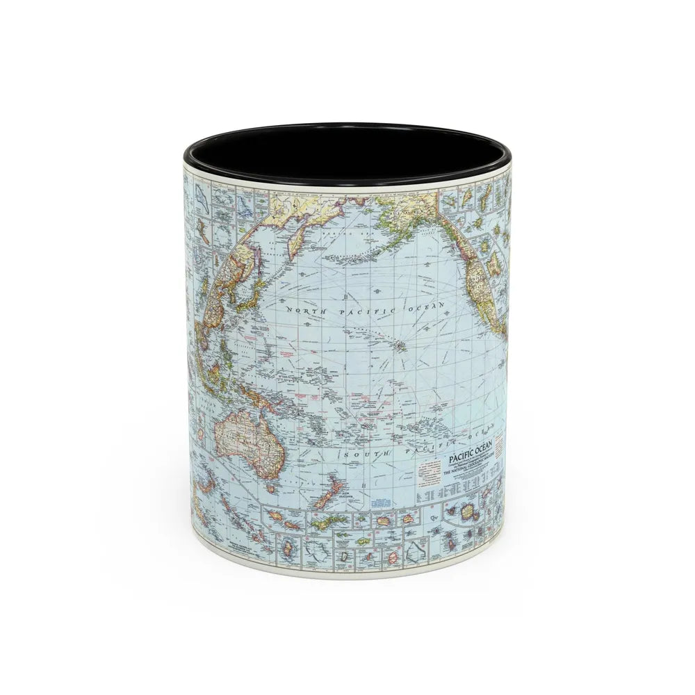 Pacific Ocean (1952) (Map) Accent Coffee Mug-11oz-Black-Go Mug Yourself