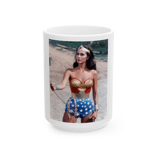 Lynda Carter #257 (Vintage Female Icon) White Coffee Mug-15oz-Go Mug Yourself