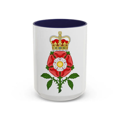 Tudor Rose Royal Badge of England - Accent Coffee Mug-15oz-Navy-Go Mug Yourself