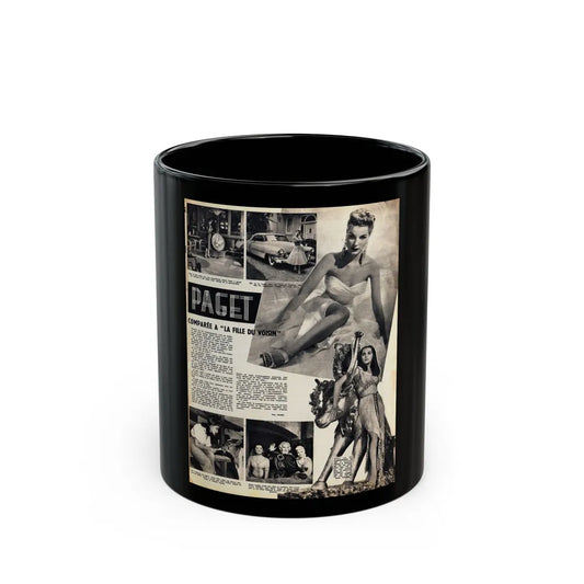 Debra Paget #483 - 6 B&W Photos on French Mag. Page (Vintage Female Icon) Black Coffee Mug-11oz-Go Mug Yourself