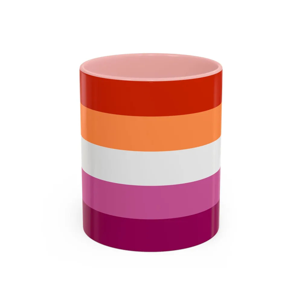 Lesbian 3 Pride Flag - Accent Coffee Mug-11oz-Pink-Go Mug Yourself