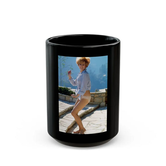 Jill St. John #200 (Vintage Female Icon) Black Coffee Mug-15oz-Go Mug Yourself