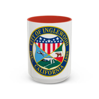 Seal of Inglewood California - Accent Coffee Mug-15oz-Red-Go Mug Yourself