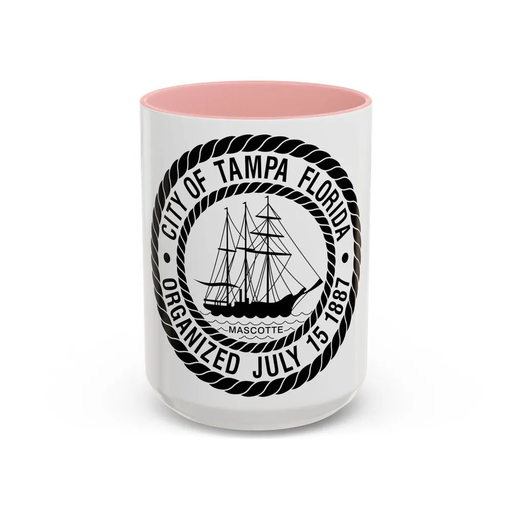 Seal of Tampa Florida - Accent Coffee Mug-15oz-Pink-Go Mug Yourself