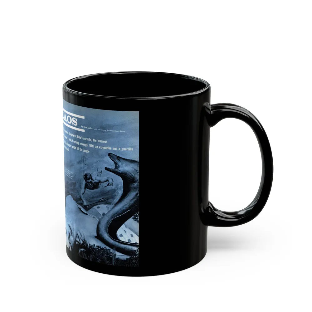 Chaos In Laos, Bluebook for Men, 1962 - Black Coffee Mug-Go Mug Yourself