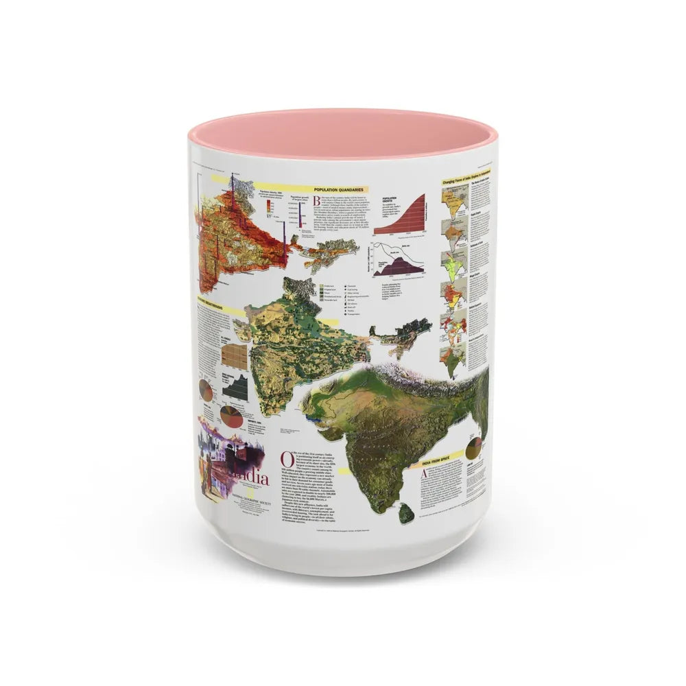 India (1997) (Map) Accent Coffee Mug-15oz-Pink-Go Mug Yourself