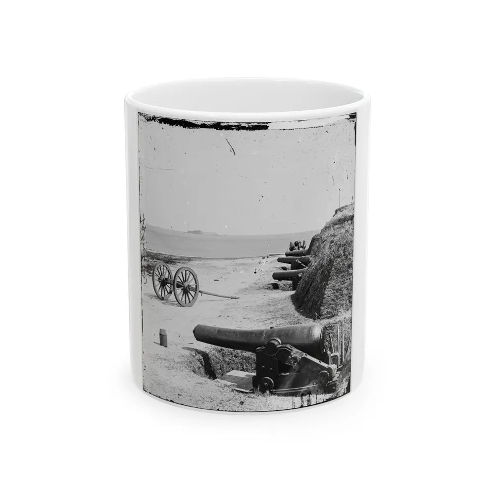 Charleston, S.C. Battery Of Confederate Fort Johnson; Fort Sumter In Distance (U.S. Civil War) White Coffee Mug-11oz-Go Mug Yourself