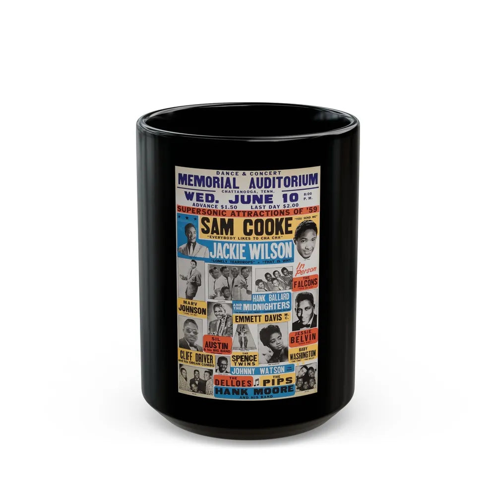 Sam Cooke 1959 (Music Poster) Black Coffee Mug-15oz-Go Mug Yourself