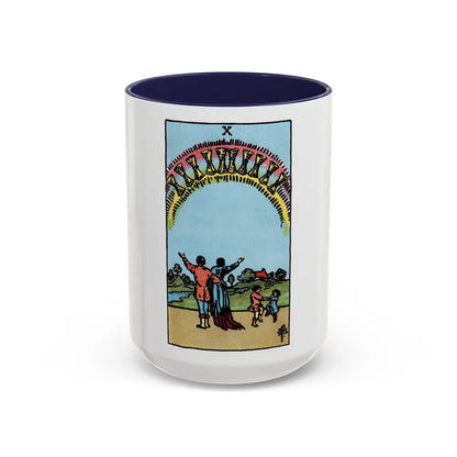 The 10 of Cups (Tarot Card) Accent Coffee Mug-15oz-Navy-Go Mug Yourself