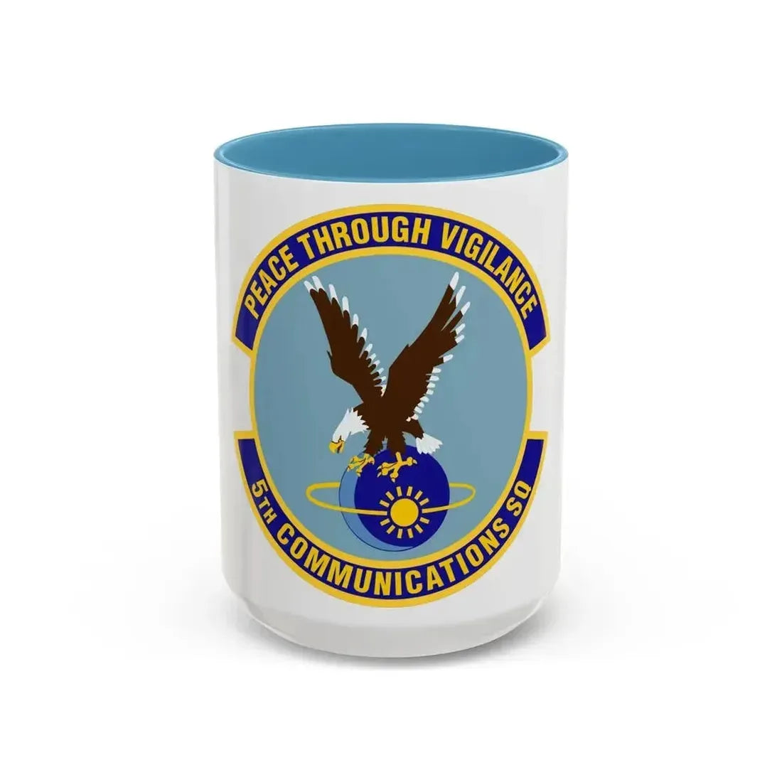 5th Communications Squadron (U.S. Air Force) Accent Coffee Mug 15oz Light Blue - Go Mug Yourself