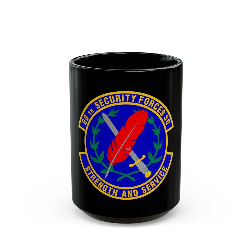 60 Security Forces Squadron AMC (U.S. Air Force) Black Coffee Mug-15oz-Go Mug Yourself