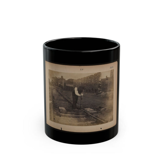 Railroad Construction Worker Straightening Track (U.S. Civil War) Black Coffee Mug