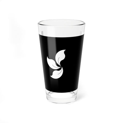 Flag of Hong Kong black and white variant 4 (China) Pint Glass 16oz