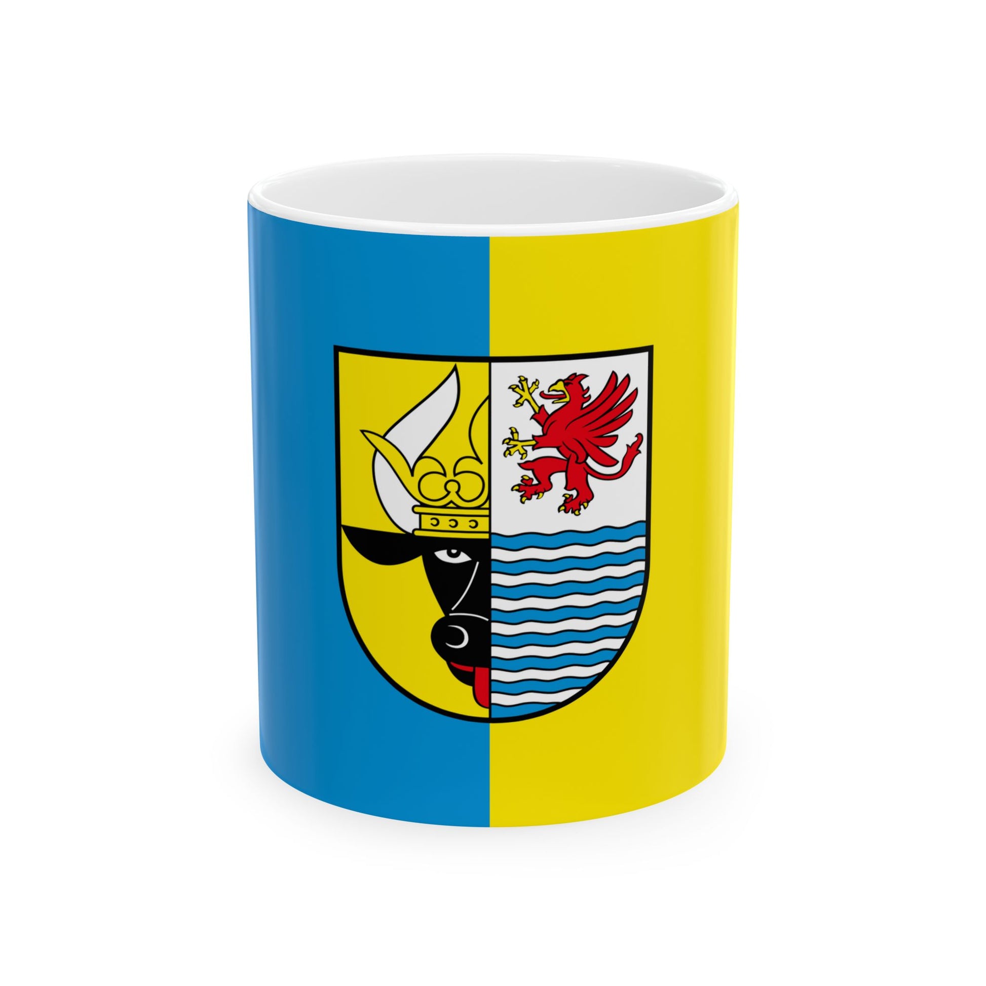 Flag of Mecklenburgische Seenplatte Germany - White Coffee Mug-11oz-Go Mug Yourself