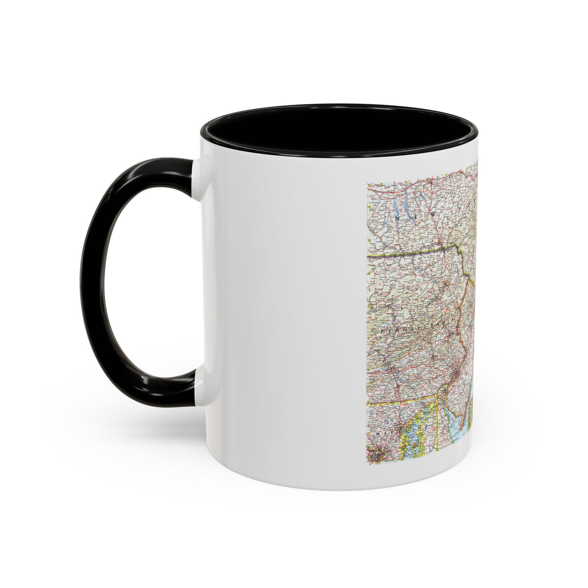 USA - Washington to Boston (1962) (Map) Accent Coffee Mug