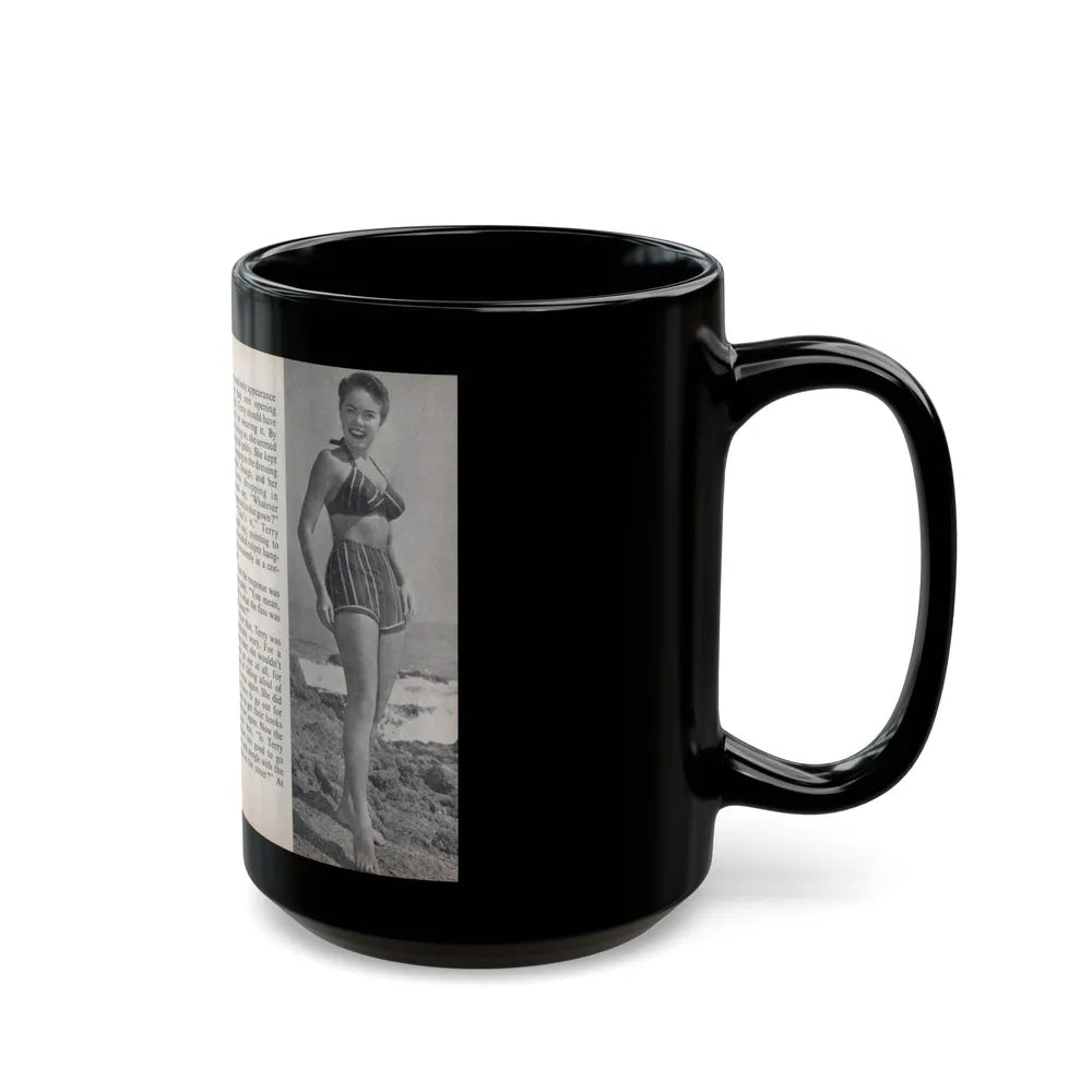 Terry Moore #457 - 66 PHOTOGRAPHS OF Terry MOORE U.K. Pocket Mag. Pages 44 & 45 (Vintage Female Icon) Black Coffee Mug-Go Mug Yourself