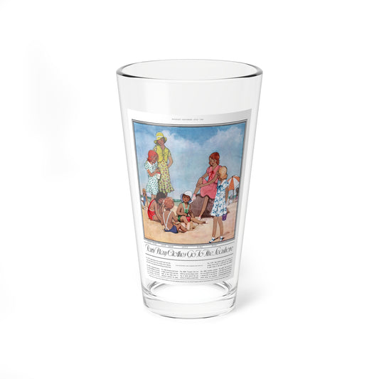 Paris Play Clothes Go To The Seashore, McCall's, July 1930 (Magazine Illustration) Pint Glass 16oz