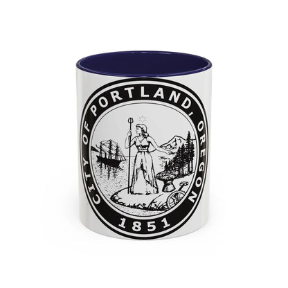 Seal of Portland Oregon - Accent Coffee Mug-11oz-Navy-Go Mug Yourself