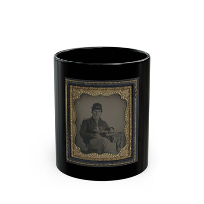 Unidentified Cavalry Soldier In Union Shell Jacket And Forage Cap With 1840 Cavalry Saber (U.S. Civil War) Black Coffee Mug