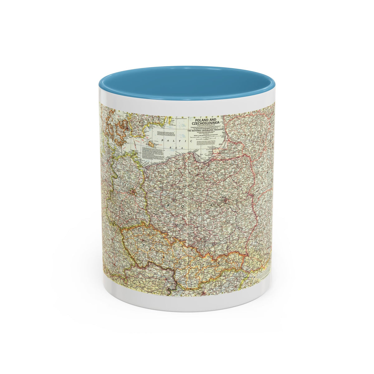 Poland and Czechoslovakia (1958) (Map) Accent Coffee Mug