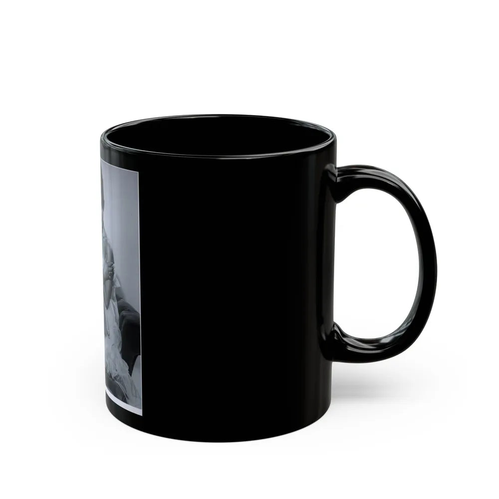 Jennifer Jayne #02 - B&W Full Body Linergie Barefoot Glamour Photo (Vintage Female Icon) Black Coffee Mug-Go Mug Yourself