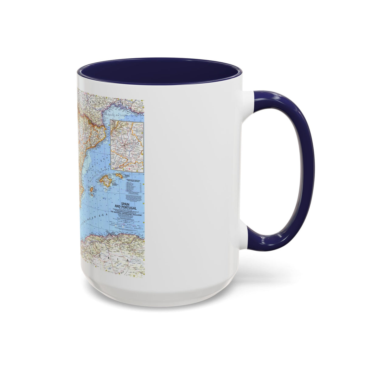 Spain and Portugal (1965) (Map) Accent Coffee Mug