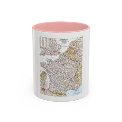 France, Belgium, and the Netherlands (1960) (Map) Accent Coffee Mug