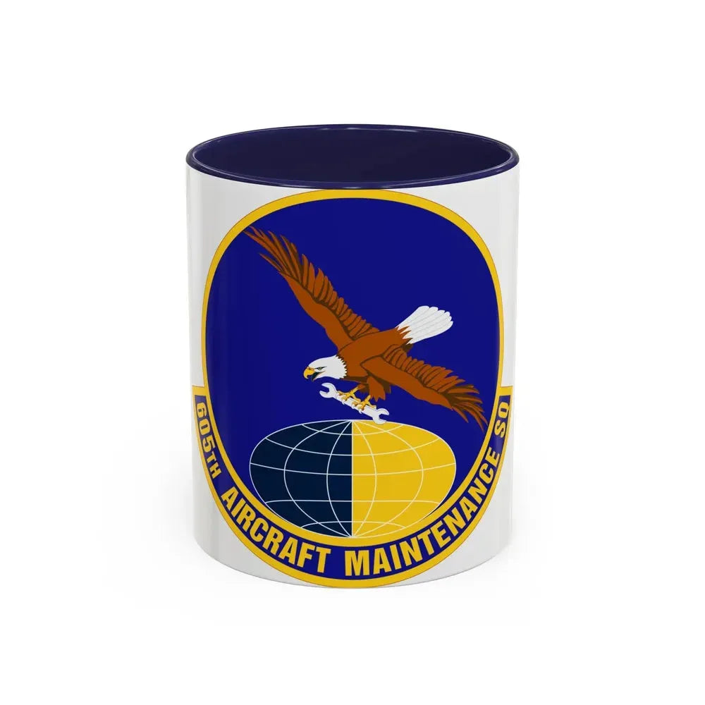605 Aircraft Maintenance Squadron AMC (U.S. Air Force) Accent Coffee Mug 11oz Navy - Go Mug Yourself