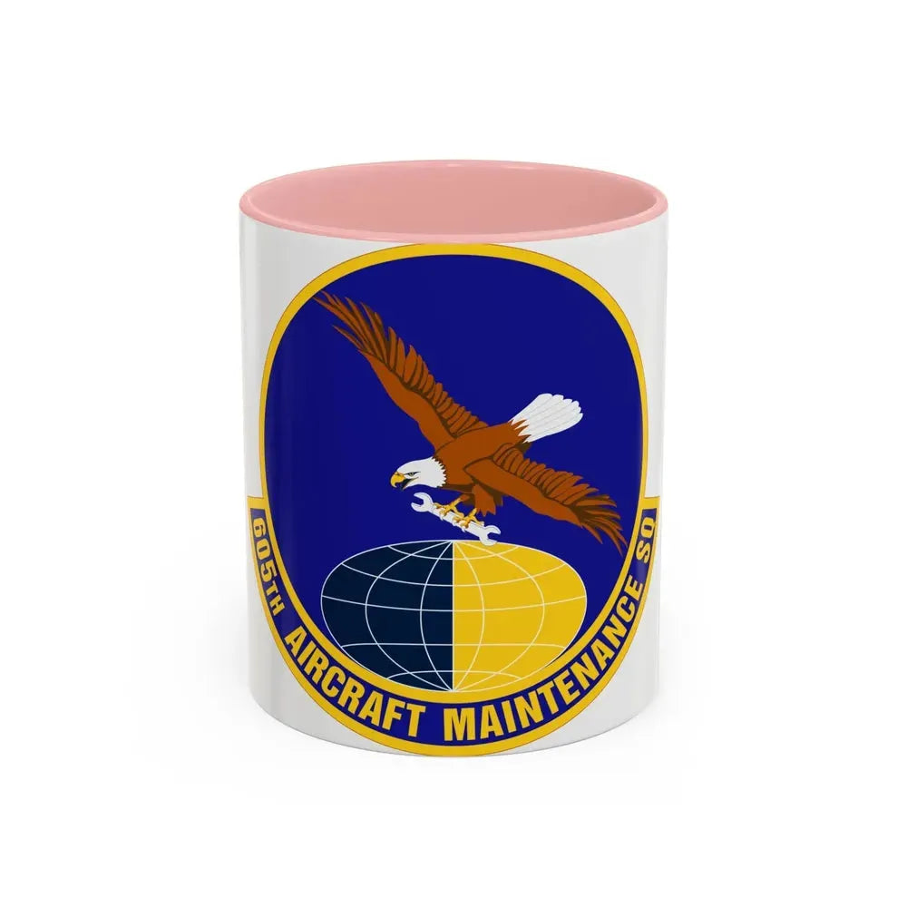 605 Aircraft Maintenance Squadron AMC (U.S. Air Force) Accent Coffee Mug 11oz Pink - Go Mug Yourself